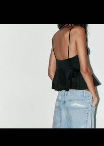 ZARA 🖤Black Button-Front Bustier Top