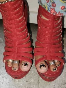 Red Cage Heel Booties