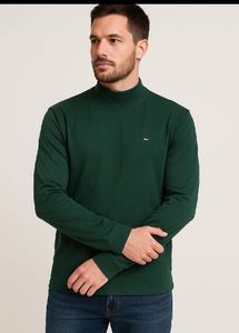 Turtle Neck Long Sleeves Tshirt Green