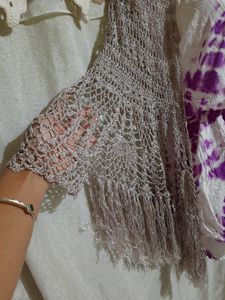 Combo Of Short Dress &amp; Crochet Flared Srug