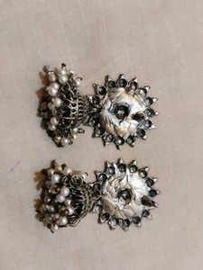 Black Metal Jhumka Earrings