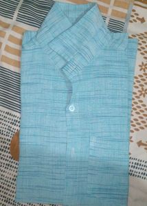 Light Blue Striped Short Sleeve Shirt