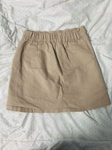 Beige Mini Skirt With Elastic Support