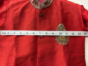 Red Ethnic Buttoned Kurta| Sherwani