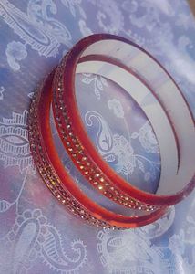 Orange Glitter Bangles (Set of 2)