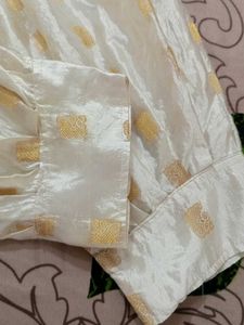 Vintage Cream &amp; Gold Patterned Pant ( Salwar )