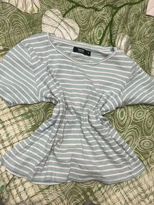 green and white striped top