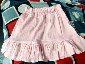 Off-Shoulder Textured Peach Crop Top with Skirt