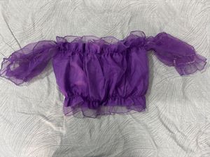 Purple Ruffle Crop Top
