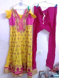 Yellow &amp; Pink Salwar Kameez,pure cotton wore once