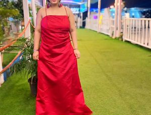 Pretty Marron Rust Gown Party Wear