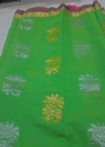 Green &amp; Pink Saree with Blouse
