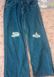 Ripped Wide-Leg Jeans
