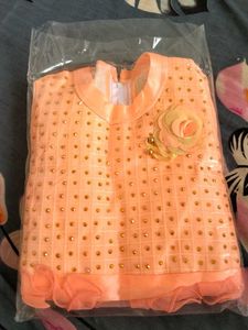 New Cute Peach Ruffle Dress