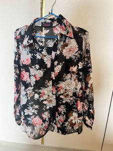 Floral Print Sheer Blouse