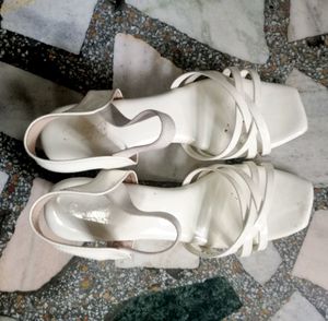 White Strappy Heels - Size 8