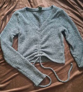 Chic Gray Ruched Crop Top