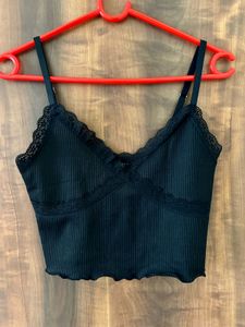 Black Crop Top With Lace