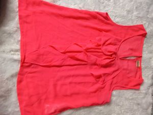 Coral Ruffle Top