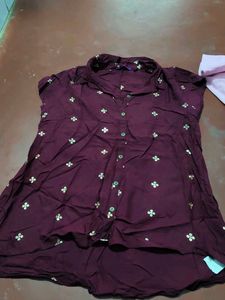 Maroon Floral Print Top