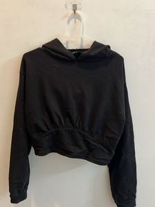 Black Cropped Hoodie