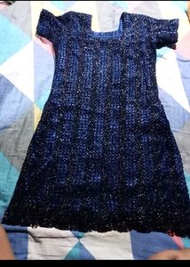Blue Embellished Kurta . Looks Like Party Wear