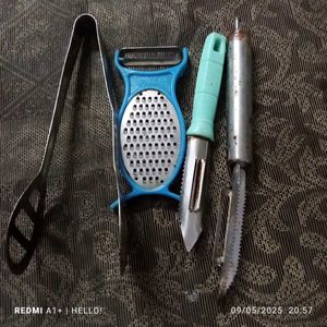 Peeler Grater And Tong Set
