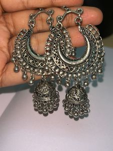 Silver Jhumka Earrings