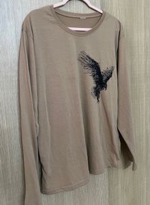 Taupe Long Sleeve with Flying Bird Print