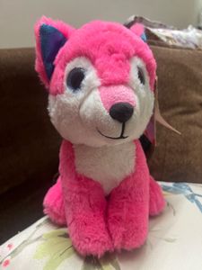 New Soft Toy- Pink & White Plush Fox
