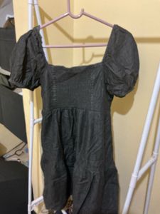 Gray Puff Sleeve Dress