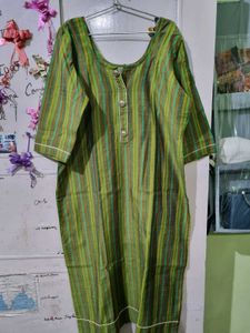 New Striped Green Kurta With Trousers