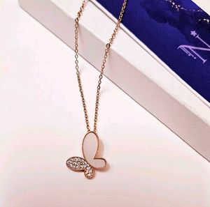 Rose gold Dainty Butterfly Pendant necklace
