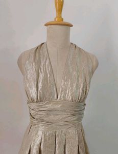 Sale 🎊🎉Gold Halter Mini Dress