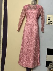 Vintage Pink Lace Maxi Dress