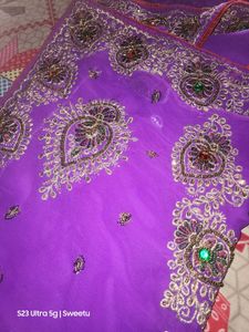 Purple Embellished Saree