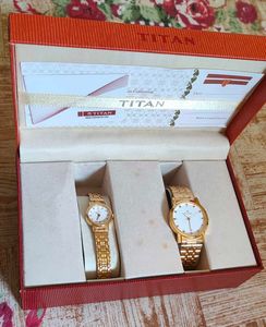 Titan Gold Watches for Men & Women- Set of 2