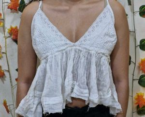 ADORABLE Y2K White Peplum Party Wear Top