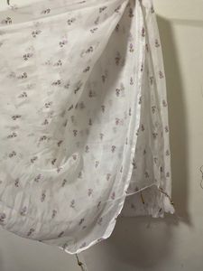 White Dupatta With Lavender Print