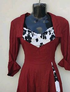 Burgundy Floral Accent Dress