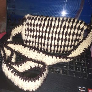 Diamond Beaded Crochet Sling Bag- Handmade