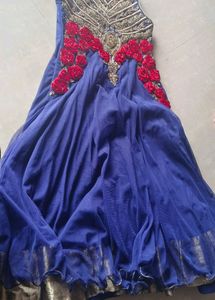 Royal Blue Embellished Gown for Kid Girls