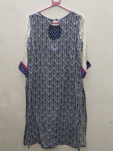 ✨ Multicolored Embroidered Kurta with Net Sleeves