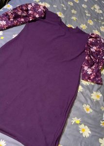 Purple Floral Sleeve Dress