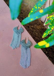 Boho Silver Chain Tassel Earrings