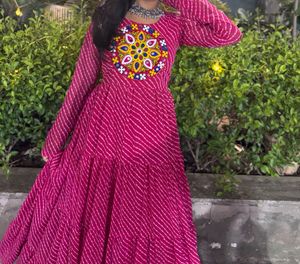 Pink Embroidered Ethnic Gown