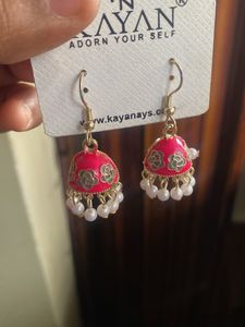 Pink Jhumka Earrings