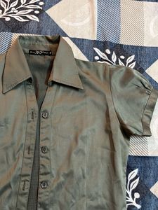 Green Button-Up Top