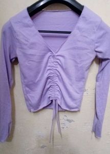 Purple Long Sleeve Crop Top