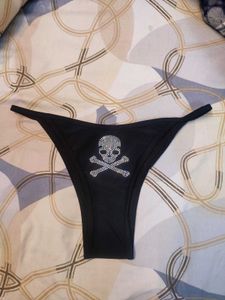 Gothic/alt Skull Rhinestone Thong